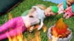 Disney Frozen Kids Girl Scout Camping with Frozen Elsa and Barbie Catches on Fire Part 1