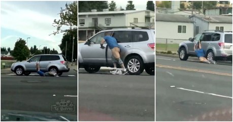 Ladrão tenta roubar carro mas acaba arrastado e sem calções