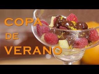 Copa de piña, frambuesas y chocolate | Postre exprés fácil