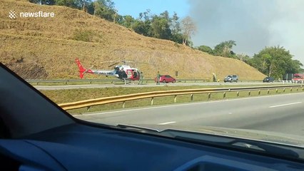 Trucks collision causes 36-vehicle pile-up on motorway in Brazil