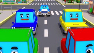 The Blue Police Car - Cars & Trucks Cartoons - Vehicle & COLOURS Car for children!