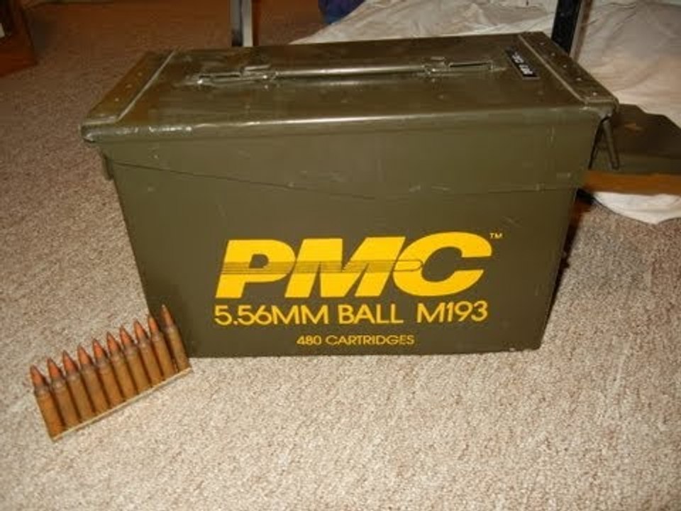 AMMO FIND DURING THE 2013 AMMUNITION SHORTAGE - PMC 5.56 MM BALL M193 ( BROWN BOX )  NOT .223 CAL