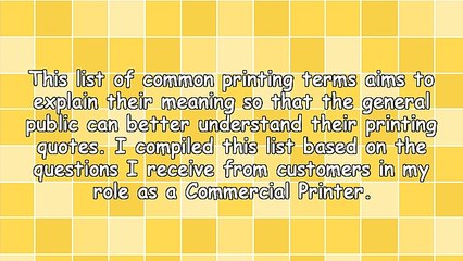Printing Words and Terms Explained
