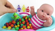Baby Doll Bath Time Teletubbies Toys Surprises with Play doh Balls