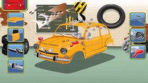Monstruo camión y dibujos animados sobre los coches camión SUV montaje reparacion