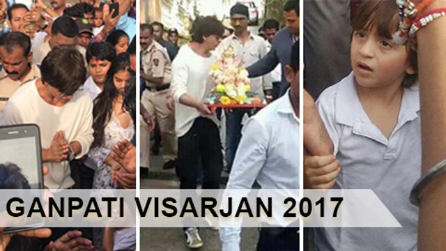 Shah Rukh Khan, AbRam, Suhana Khan Do Ganpati Visarjan