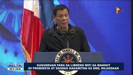 Kasunduan para sa libreng WIFI sa mahigit 80 probinsya at dagdag kagamitan sa DND, nilagdaan