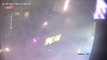 Scary CCTV footage shows thug attack pizza shop with exploding fireworks