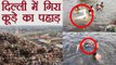 Delhi Garbage mountain in Gazipur broken, 4-5 vehicles trapped in debris | वनइंडिया हिंदी