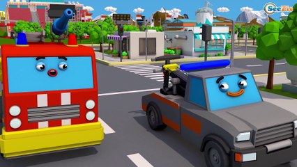 The Car Cartoon Fire Truck, Police Car: The Racing Car Violates Traffic Rules Cars & Trucks Stories