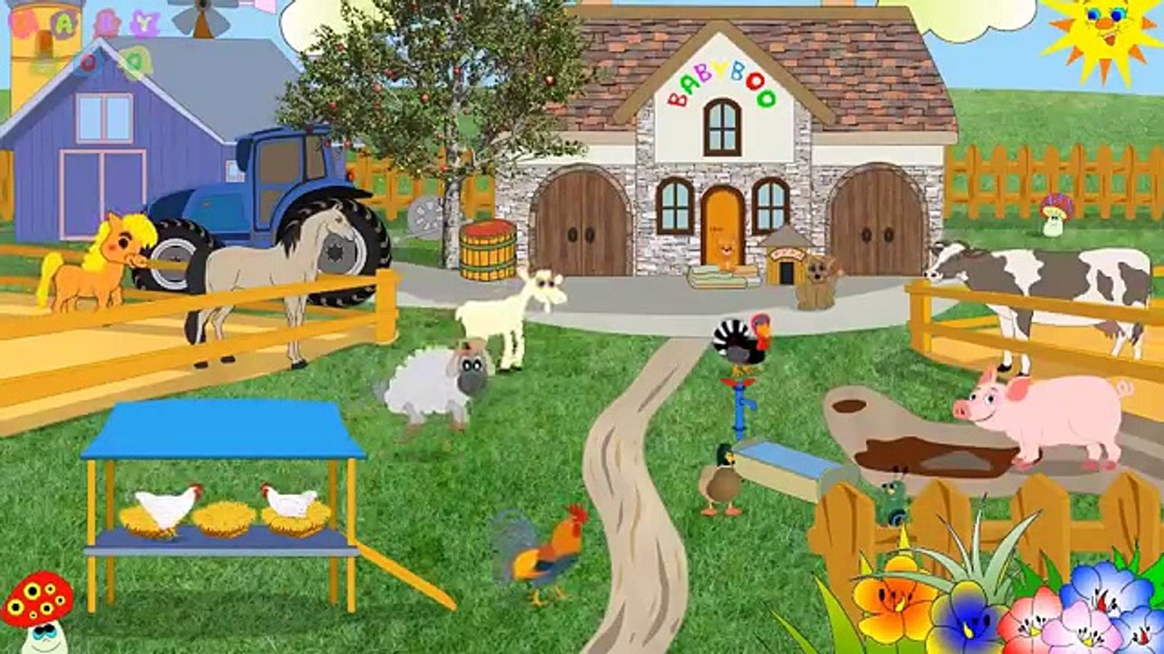 Niños para animales domésticos en la canción granja historieta sobre las voces de los animales que les gusta govo