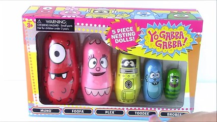 Et couleurs poupées Apprendre imbrication tailles Jai Gabba gabba muno plex toodee brobee foofa