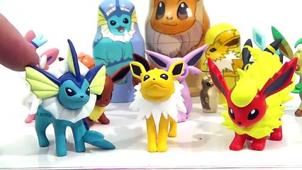 POKEMON GO EEVEE and PIKACHU Nesting Dolls, Babushka, Matryoshka Toy Surprises Got to Catc