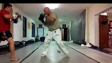 Sensei Phu flow sparring with  Dave