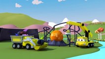Construction Squad - the Dump Truck, the Crane and the Excavator build an UFO Pendulum Ride   ,animated cartoons Movies comedy action tv series 2018