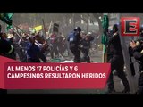 Campesinos y policías se enfrentan en Paseo de la Reforma