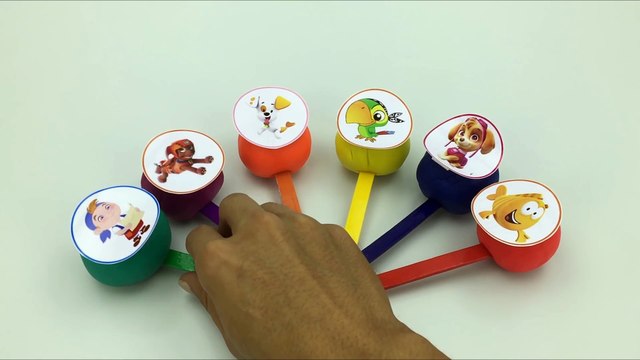 Play Doh Clay Lollipop Smiley Toys Bubble Guppies Paw Patrol Cubby Skully Learn Colors for Kids