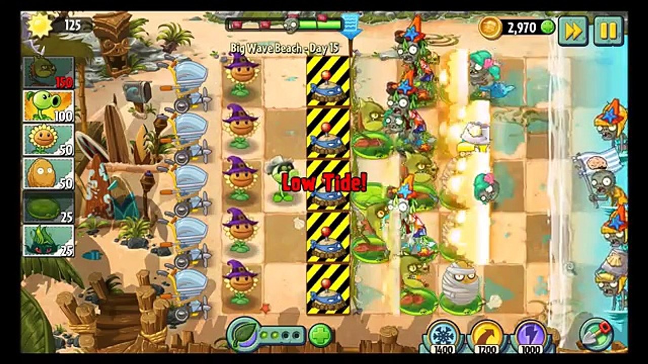 2. Пляж большой день растения против прохождение Волна зомби |