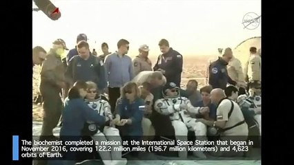 Record-breaking NASA astronaut comes back to Earth