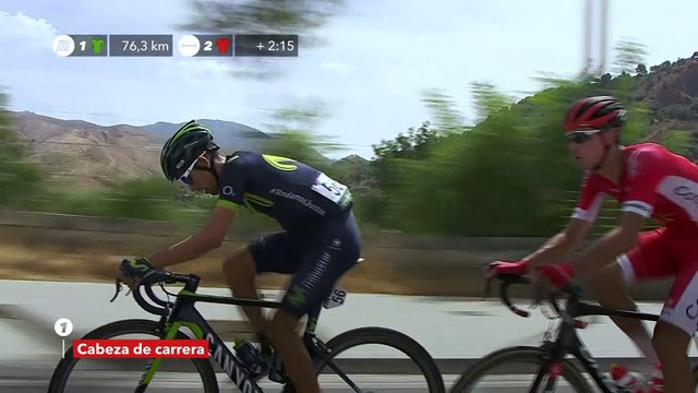 The breakaway is getting close the to 1st climb / La fuga esta cerca del Alto de Hazallanas - Etapa 15 / Stage 15 - La Vuelta 2017