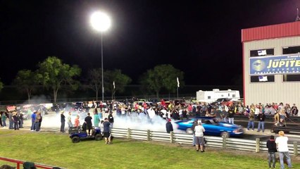 Drag Race Notch Back Mustang and 80's Malibu Nitrous