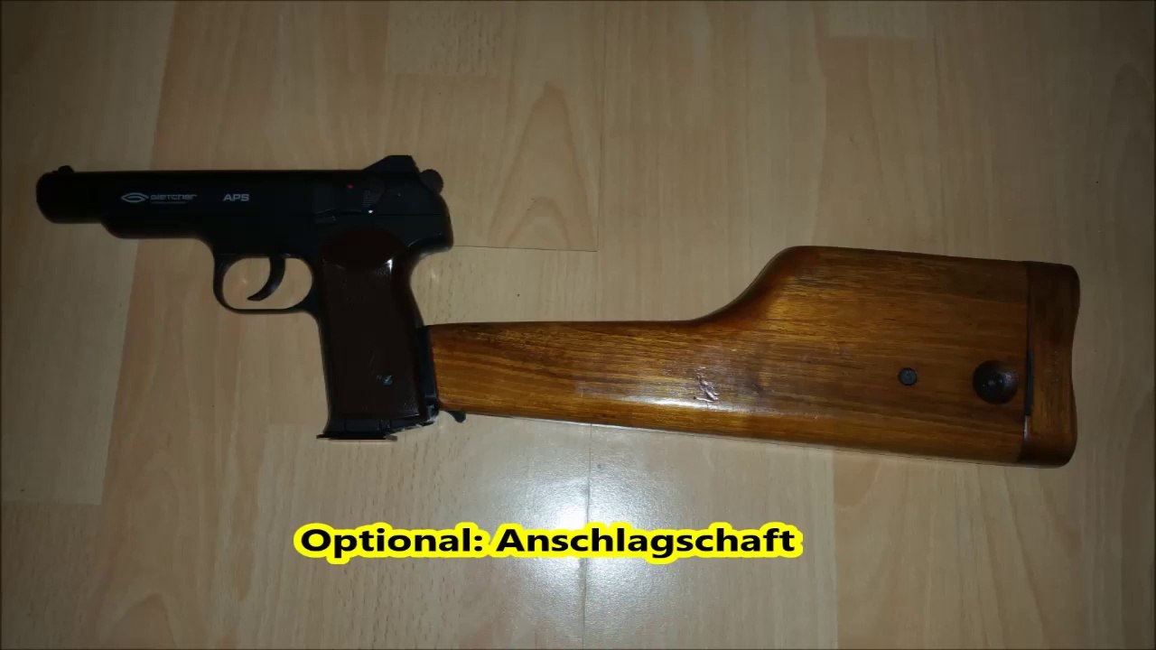 APS Stetschkin CO2 4,5mm GBB with wooden Holster / stock / Review /Test deutsch