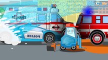Voitures - Dessin animé. Véhicules d'assistance. Le Camion de pompier. Vidéo éducative pour enfants