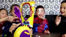 SUPERHERO PIE FACE CHALLENGE Whip Cream In The Face Game Batman Spiderman Supergirl Ckn To