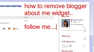 Technical Tubers - How to About Me Widget Remove from Blogger Blogspot