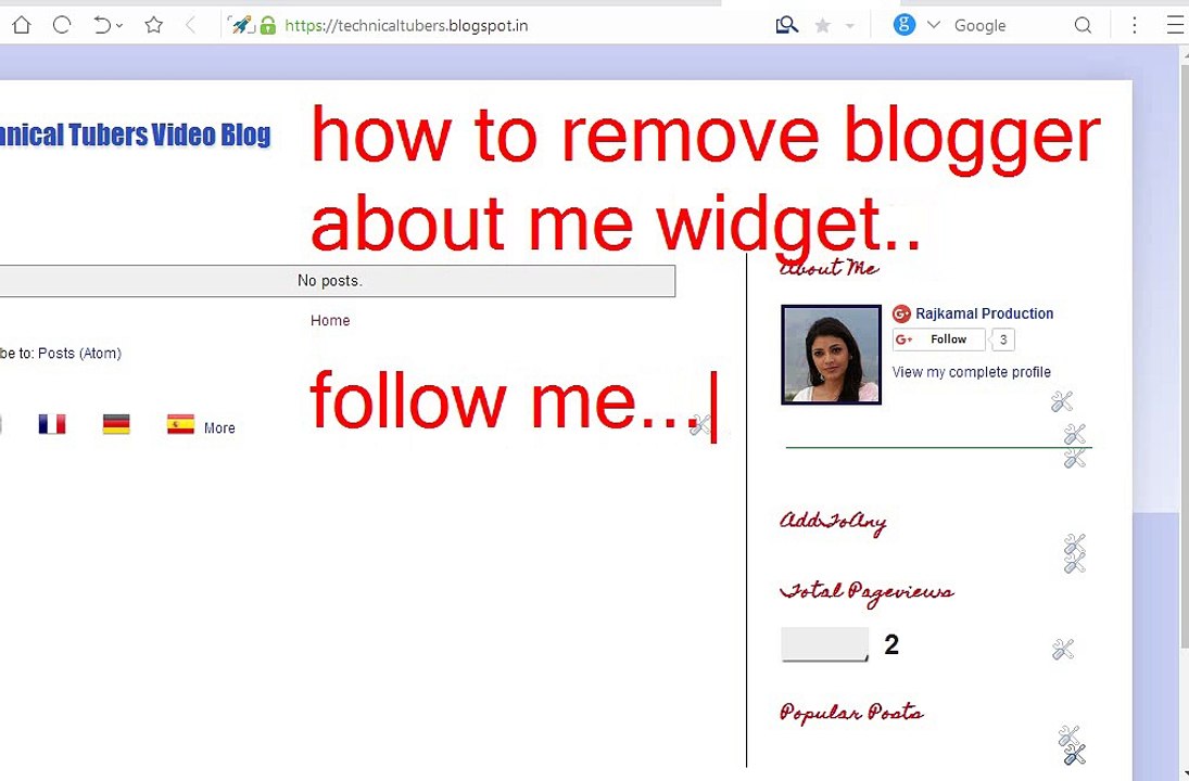 Technical Tubers - How to About Me Widget Remove from Blogger Blogspot