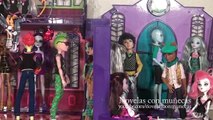 Juguetes de Monster High en español - Fiesta de bienvenida al instituto MH y muñeca Dracul