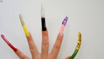 Learn Colors Nail Art Glitter Finger Family Color Song Teach Colours Kids Nursery Rhymes