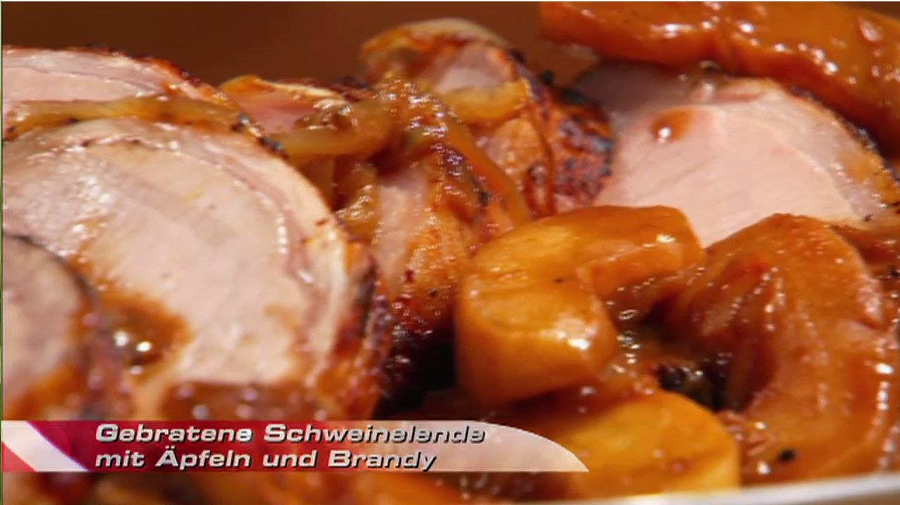 176 Gebratene Schweinelende mit Äpfeln und Brandy