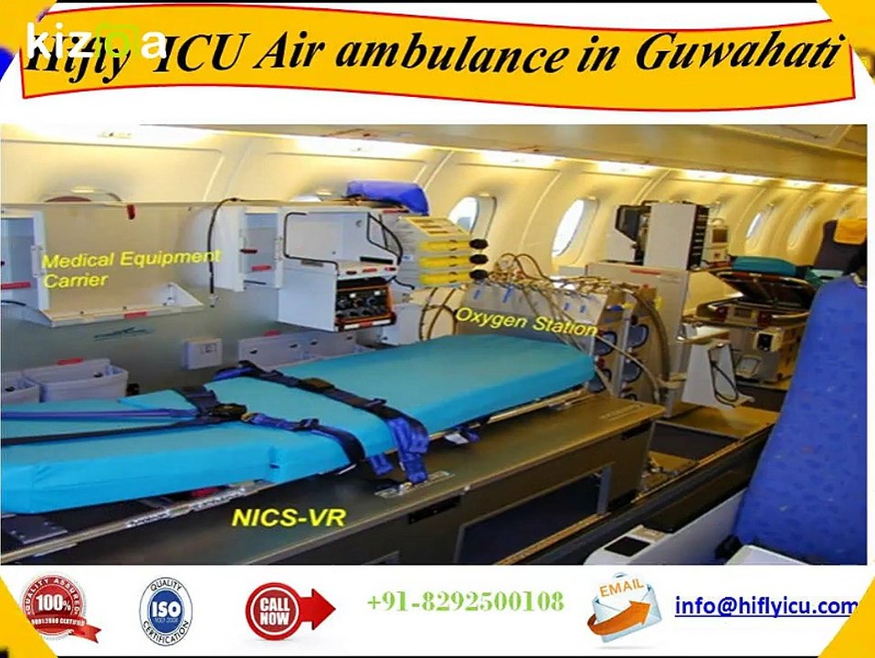 Medically Equipped Air Ambulance from Guwahati to Delhi by Hifly ICU