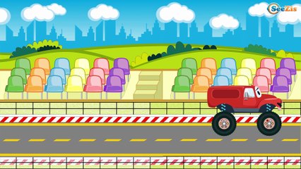 Racing Cars with The Blue Police Car - The Big Race in the City of Cars Cartoons for Children