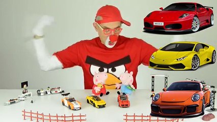 Peppa domuz ve komik palyaço, çocuklar için video - lego araba palyaço çocuk oyuncak arabalar