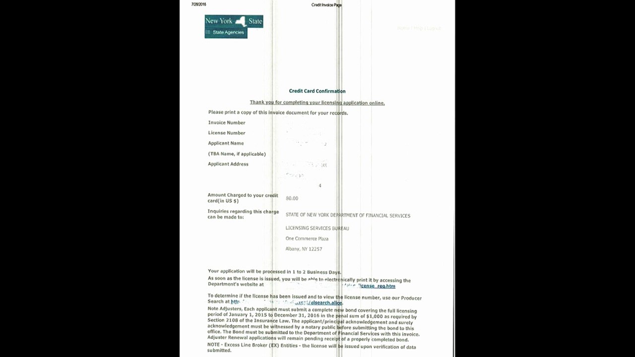 Credit card information form for DFS