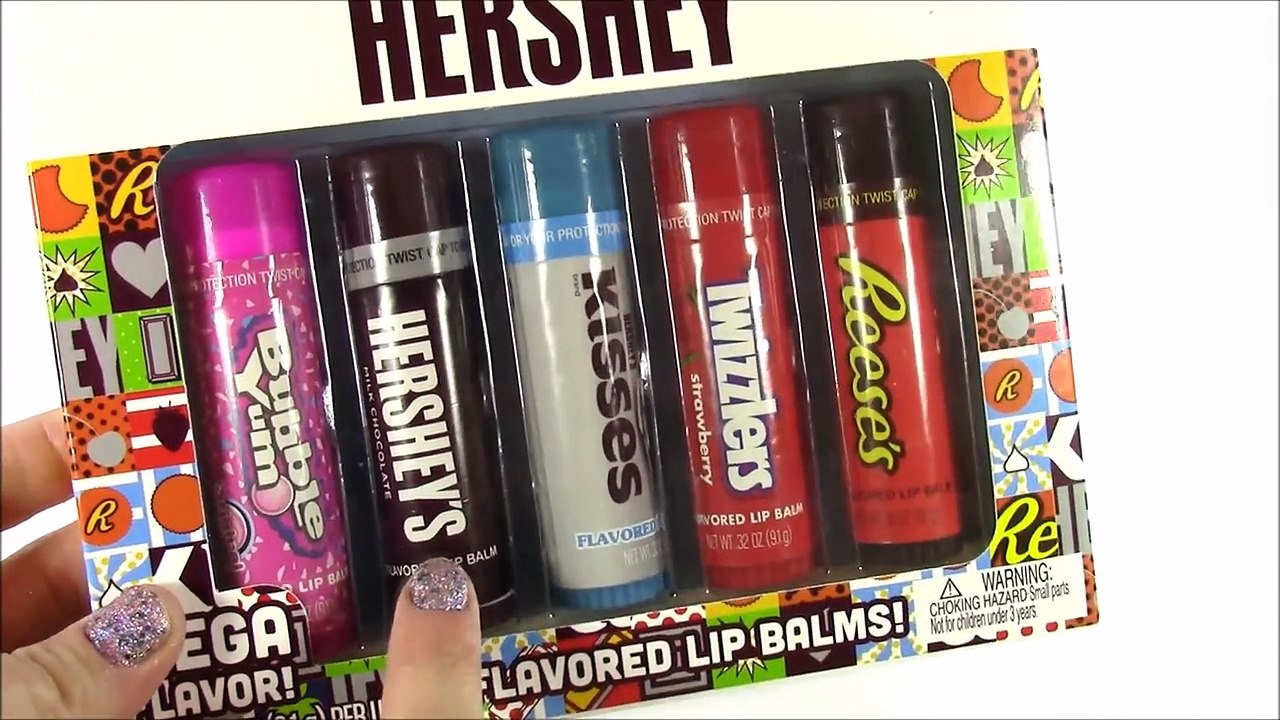 Hersheys Lip Gloss Haul! Chocolate Candy Scented Lip Balm! BubbleYum Reeses Kisses! FUN