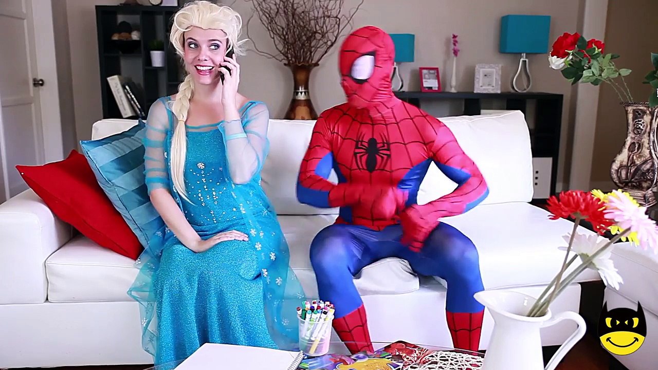 Spiderman is NAKED! Joker Pie Face Fight w/ Pink Spidergirl Superheroes IRL
