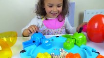 Hungry Hungry Hippo eats Disney Kids Toys and Angry Birds - Family Fun Game Surprise Egg