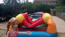 Elsa and Anna toddlers swimming pool fun & slides, bouncy castle and fireworks