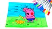 Crying George Pig Coloring Pages with Colored Markers. Art Colours For Kids
