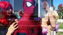 Spiderman & Frozen Elsa DO THE LIMBO! w/ Maleficent Joker Pink Spidergirl Rapunzel! Superheroes IRL