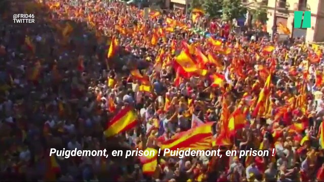 Catalogne: des centaines de milliers d'Espagnols descendent dans les rues, mais pas pour les mêmes raisons