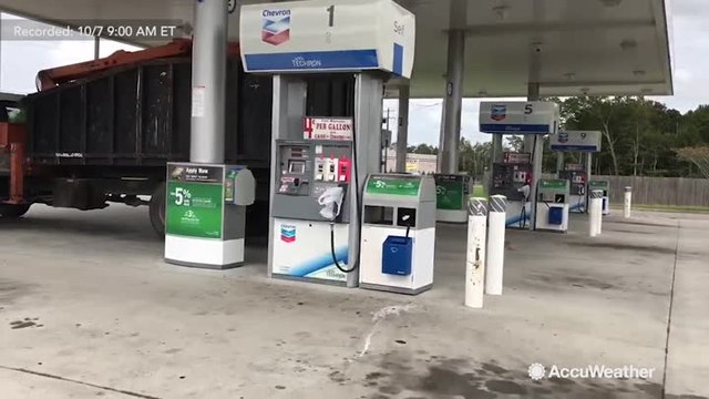 Gas stations empty in Biloxi, Mississippi before Hurricane Nate