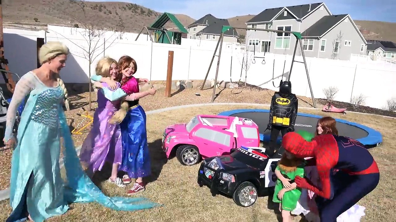 Spiderman cuts Elsas hair tangled with frozen annas funny superhero compilation w/ lego batman