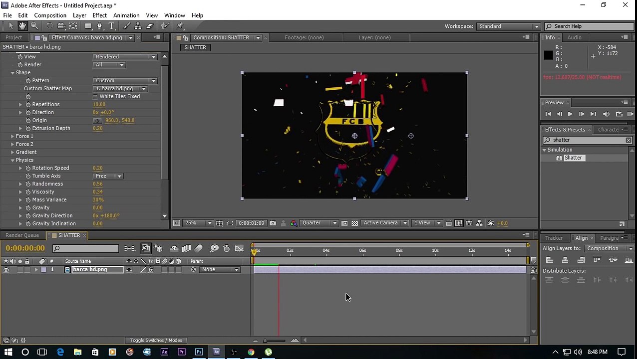 After effect tutorial | 3D logo using shatter effect