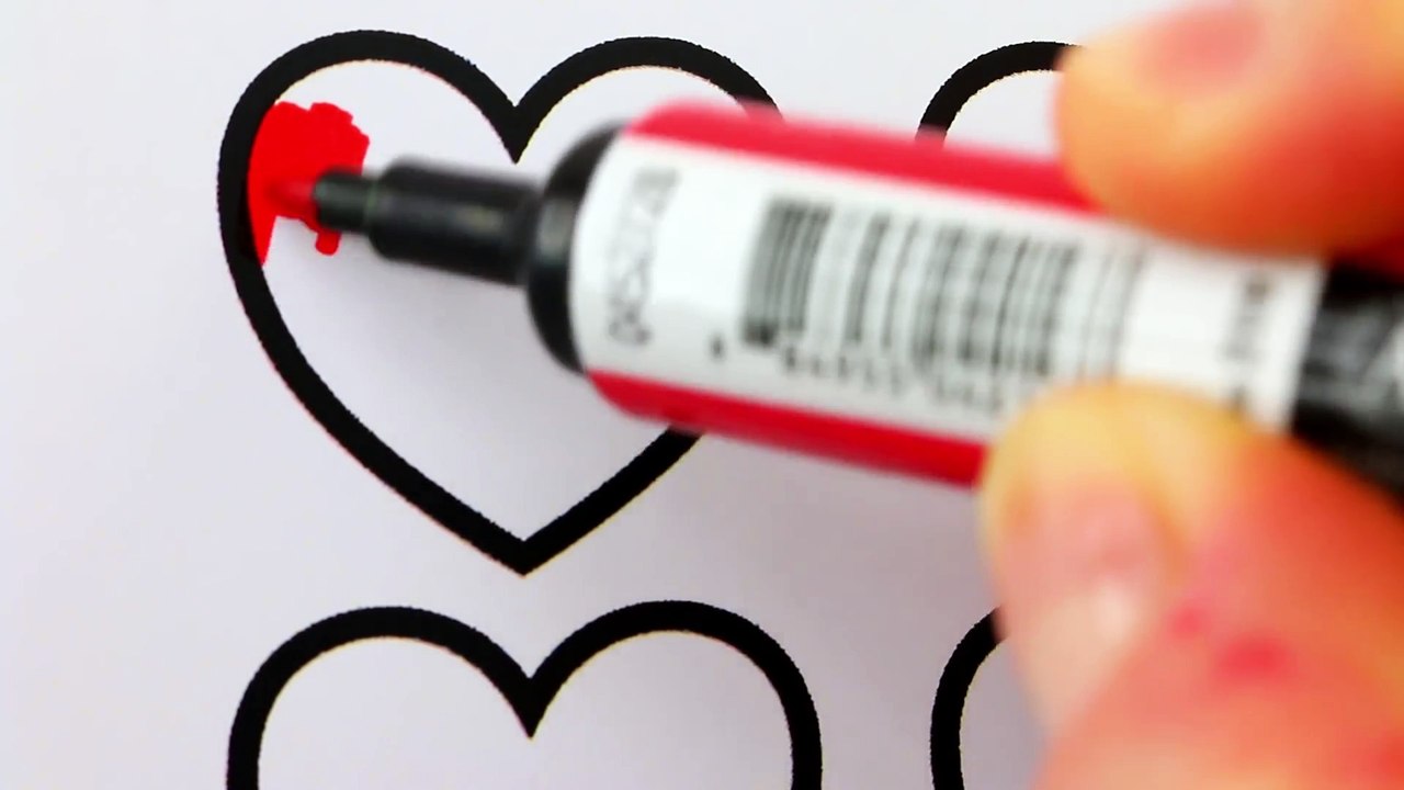 Coloring Book Hearts Learning Colors for Children with Colored Markers