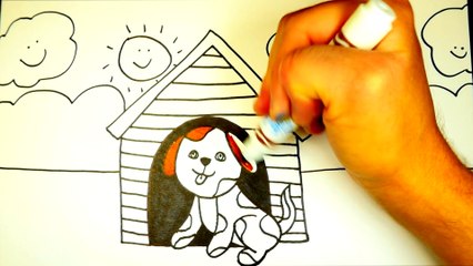 How To Draw A Dog House   Dog Coloring Page For Kids