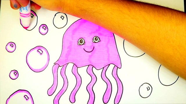 How To Draw And Color A Jelly Fish Ocean Animal Coloring Page For Kids